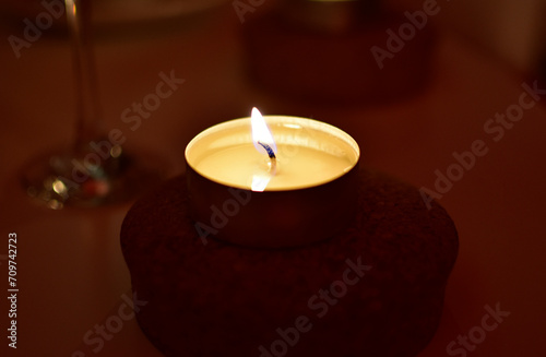 A evening romantic candle flame