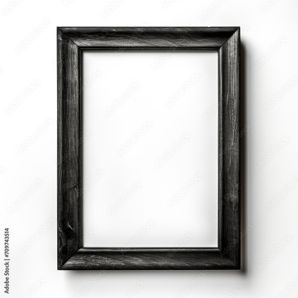 empty rough wood black frame on white background in the style of American tramp art created with Generative Ai empty rough wood black frame on white background in the style of American tramp art created with Generative Ai