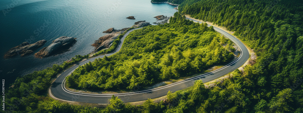 top view of a beautiful road near the ocean top view of a beautiful road near the ocean