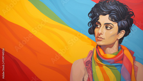 Artistic portrait with pride flag 