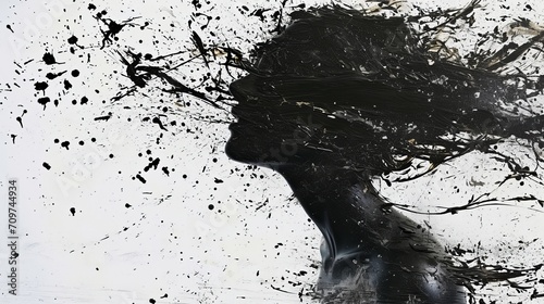 Liberation Splatter: Minimalist Digital Art Depicting Emotional Burst on White Canvas photo