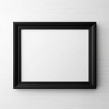 empty black wooden frame filled with white matte board hanging on blank wall created with Generative Ai