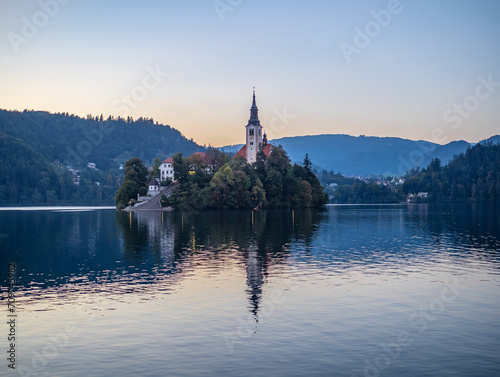 Landscape of Lake Bled in Slovenia