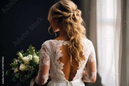 Whispers of Love: A Back-View Bride in Timeless White