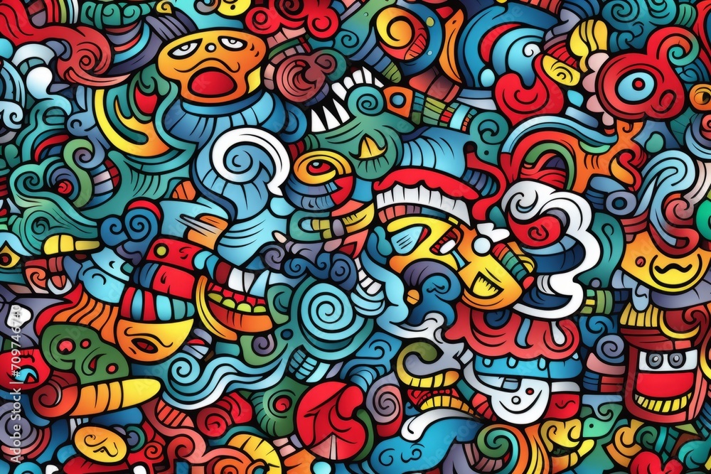 Cartoon cute doodles featuring intricate and surreal patterns that create a dreamlike, detailed seamless design, Generative AI. Cartoon cute doodles featuring intricate and surreal patterns that create a dreamlike, detailed seamless design, Generative AI.