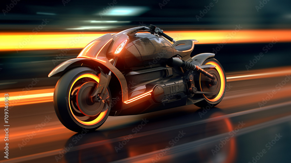  fast moving sport motorcycle  on highway wallpaper Highway . Powerful acceleration of a super motorcycle  illustration . Closeup poster