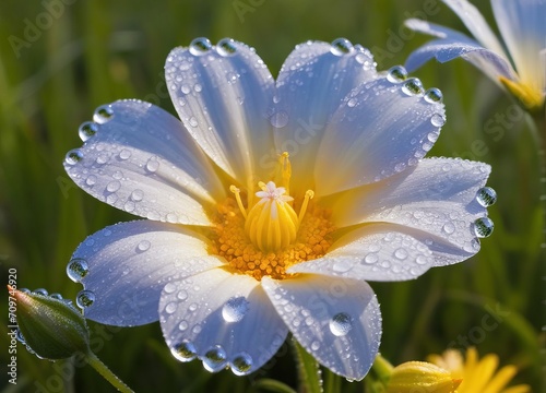 beautiful colorful flower close up background with morning dew