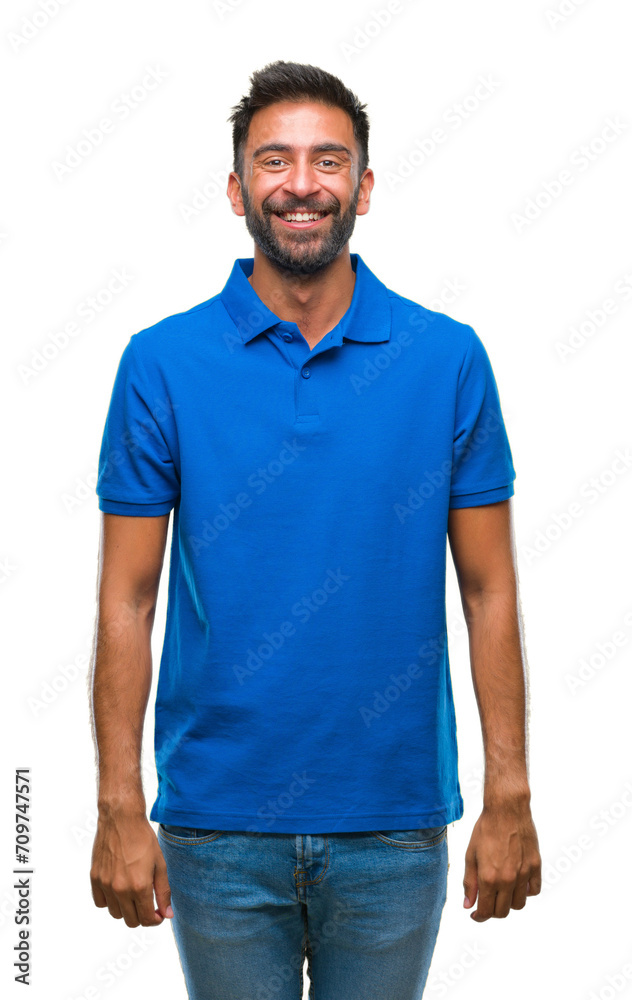 Adult hispanic man over isolated background with a happy and cool smile on face. Lucky person. Adult hispanic man over isolated background with a happy and cool smile on face. Lucky person.
