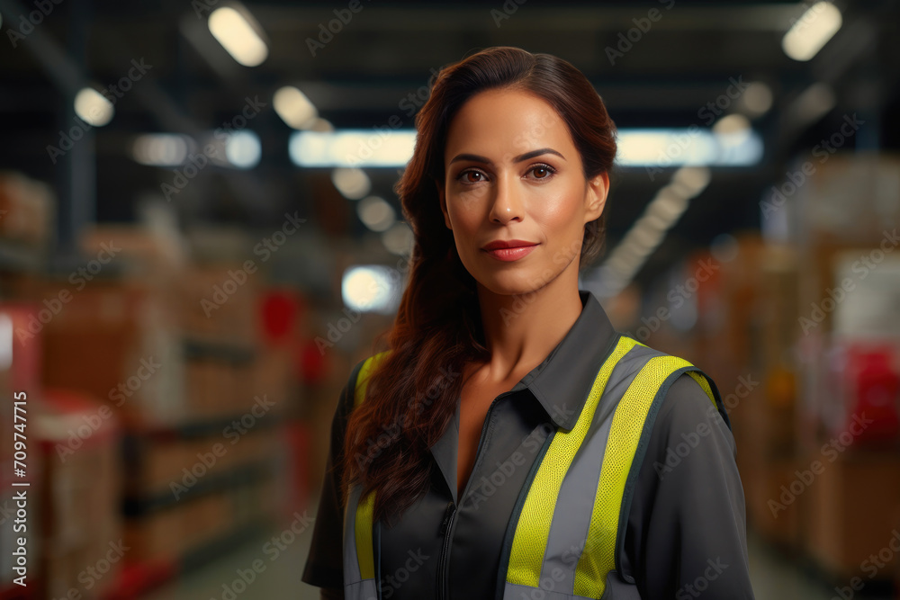 Efficient Hispanic Woman Managing Warehouse Packages Efficient Hispanic Woman Managing Warehouse Packages