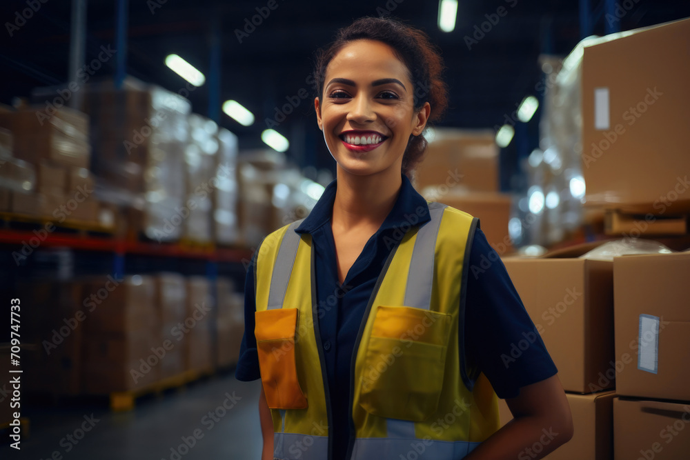 Diligent Female Warehouse Worker in Distribution Diligent Female Warehouse Worker in Distribution