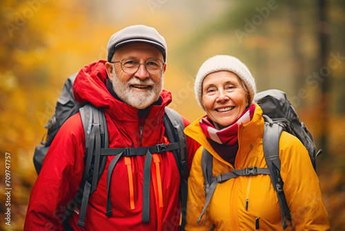 Golden Years Trek: Elderly Couple's Forest Hike