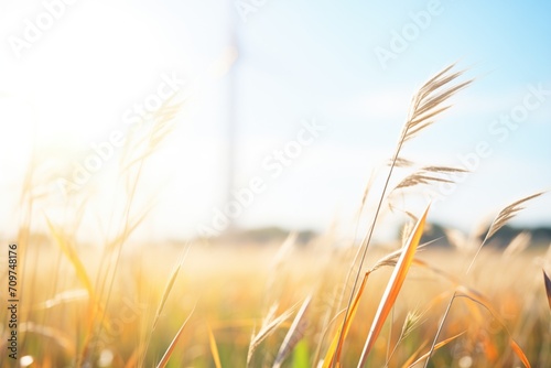 energy crop miscanthus bundled in a sunny field