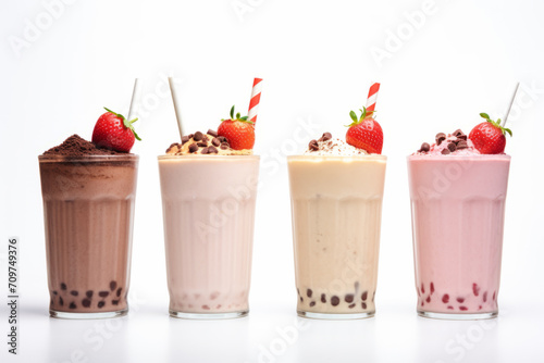 Fresh milkshakes strawberry vanilla and chocolate flavors.