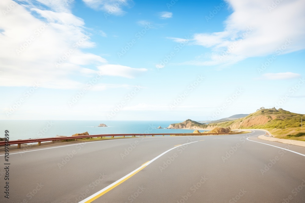 curved coastal road with sea and sky horizon curved coastal road with sea and sky horizon