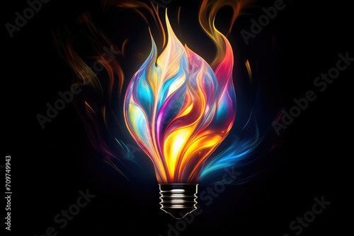 a multicolored light bulb, showcasing a beautiful blend of vibrant hues and shades