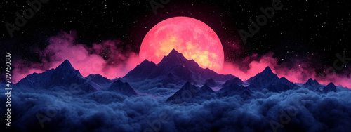 Luminescent Majesty, A Mythical Beacon Illuminates the Majestic Peaks in the Dead of Night