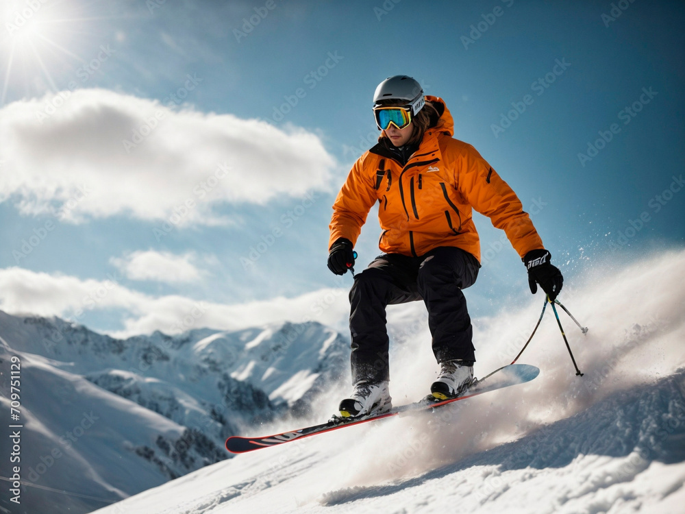  A skier jumping