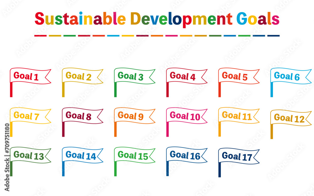 Heading label set in SDG colors, flag Heading label set in SDG colors, flag