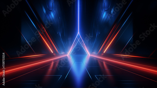 abstract background with red blue neon light 3d render