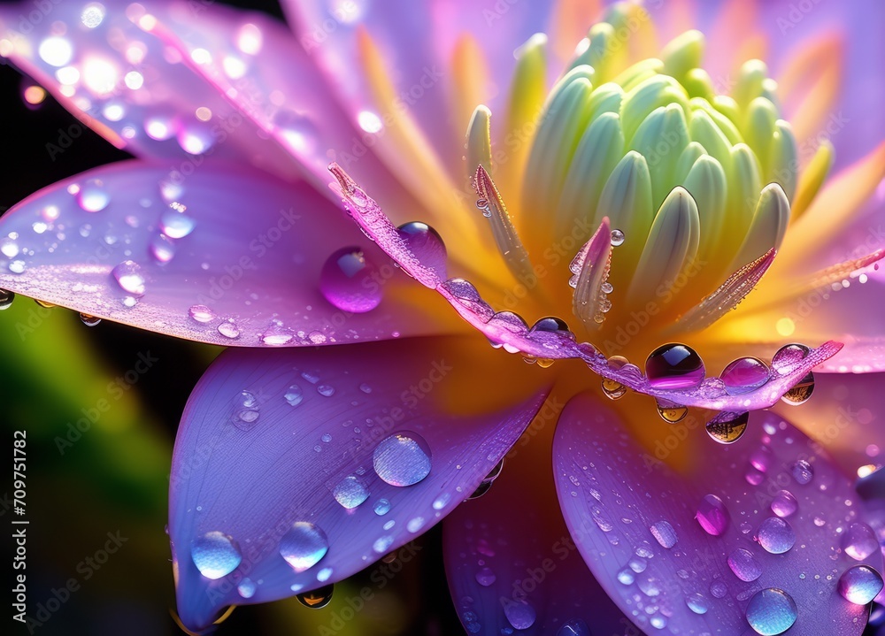 Fototapeta premium beautiful colorful flower close up background with morning dew