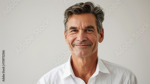 Portrait of a business man with glasses on white background.