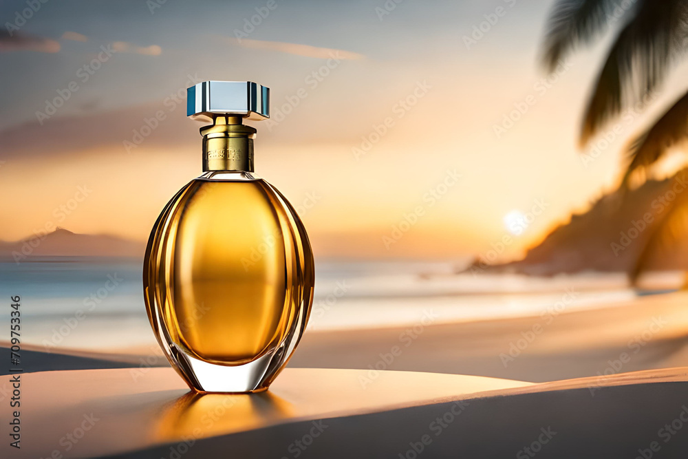 precious golden rounded perfume flacon precious golden rounded perfume flacon