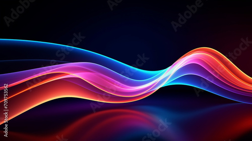 abstract colorful neon curvy line with loops glowing 3d rendering