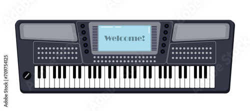 Electronic keyboard instrument - synthesizer, on white background
