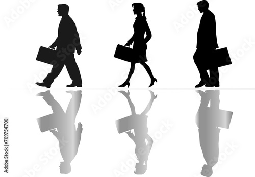 silhouette of a person walking to work