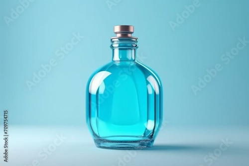 Blue plastic bottle on clear background. 3D rendering. Generative AI