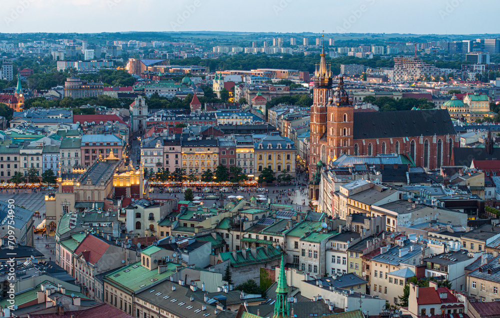 Krakow Stare miasto widok z drona - obrazy, fototapety, plakaty 