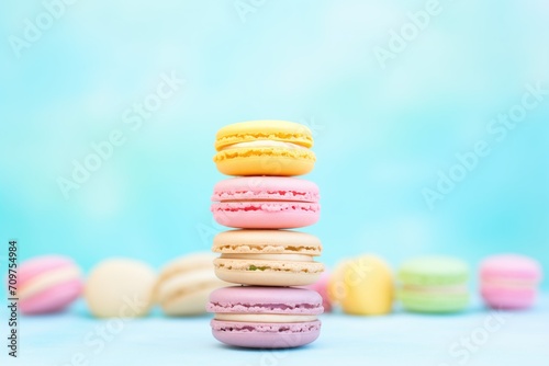 assorted colorful macarons stacked in a pyramid shape