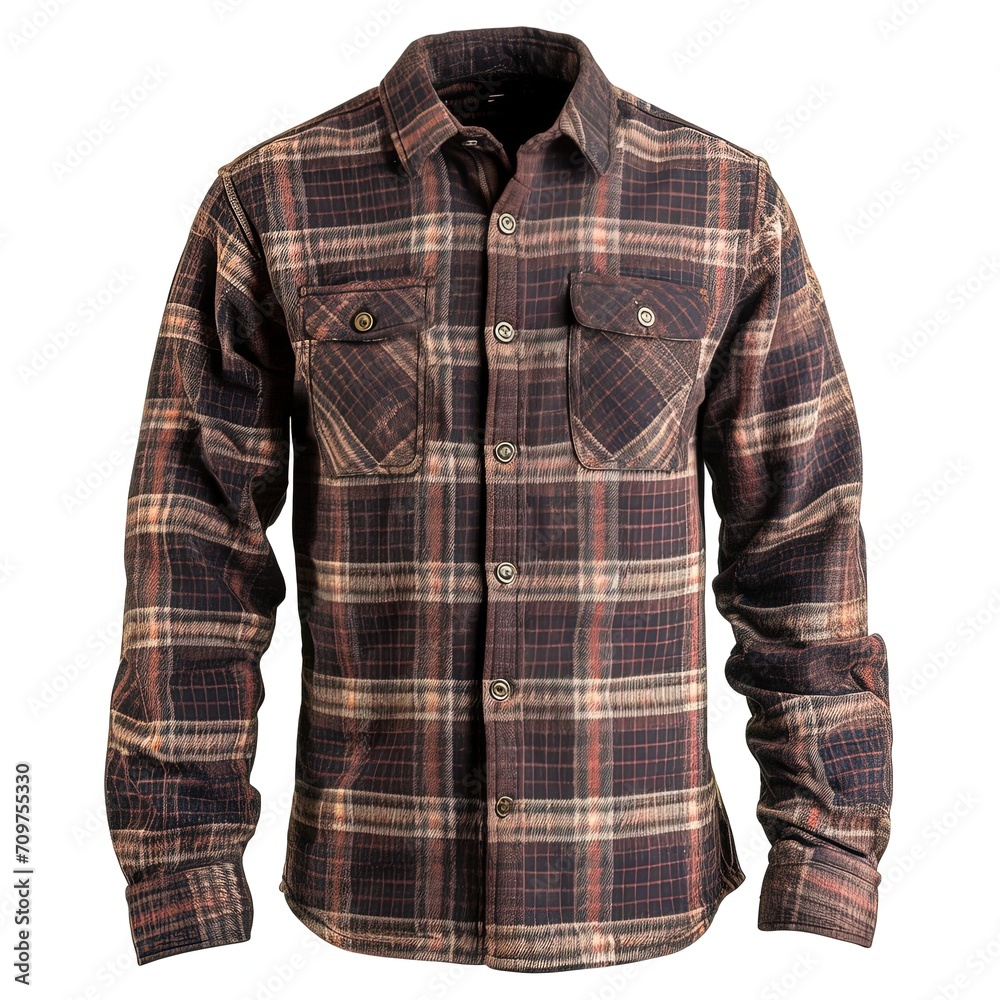 Brown Flanel Long Sleeve Isolated Brown Flanel Long Sleeve Isolated
