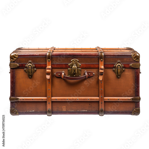 front view close up of Vintage Trunk coffee table isolated on a white transparent background