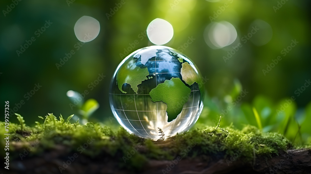 Global environment and Earth Day concept with globe, nature and green environment. Global environment and Earth Day concept with globe, nature and green environment.