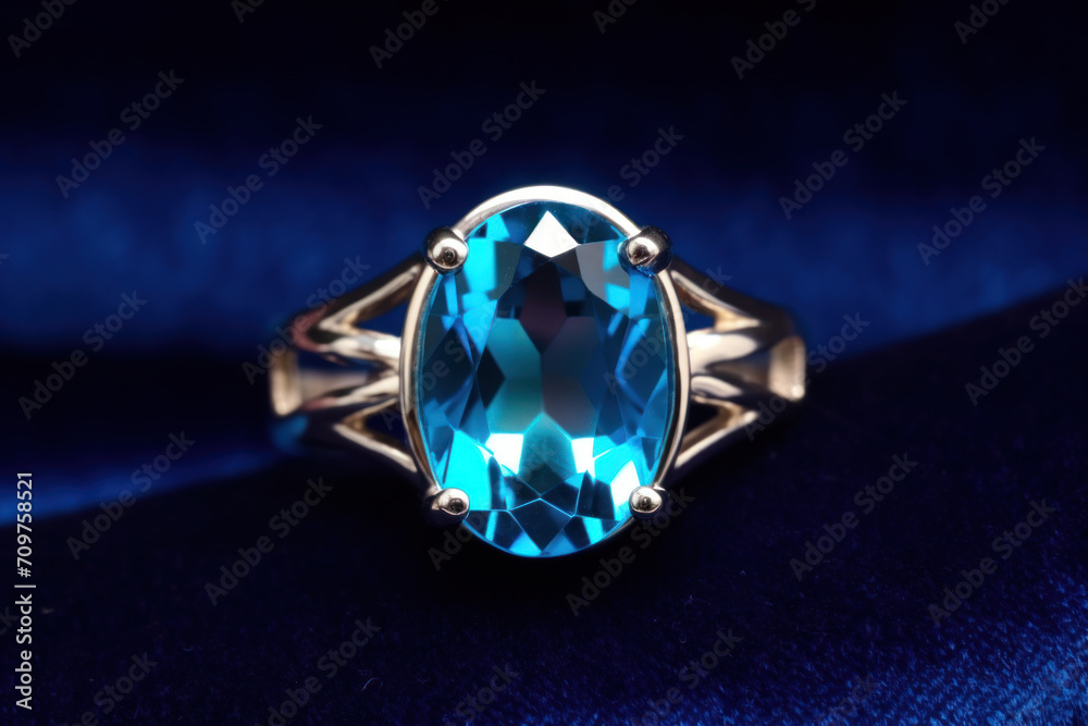 Golden ring with big sapphire or topaz Golden ring with big sapphire or topaz