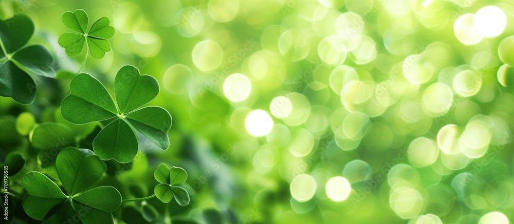 green clovers abstract background with beautiful bokeh green clovers abstract background with beautiful bokeh