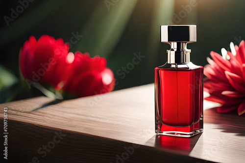 premium glamour red perfume container , red fruits and floral fragrance