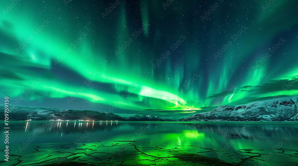 aurora borealis in the mountains, forest and lake. - 
The awe-inspiring sight of auroras in the night sky, witnessed firsthand.