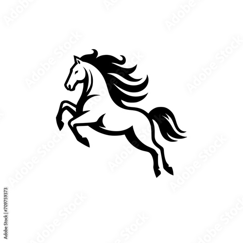 High Quality Vector Logo of a Majestic Rearing White Horse. Versatile Symbol of Strength and Elegance for Logos, Branding, and Marketing. Isolated on White Background for Seamless Integration.