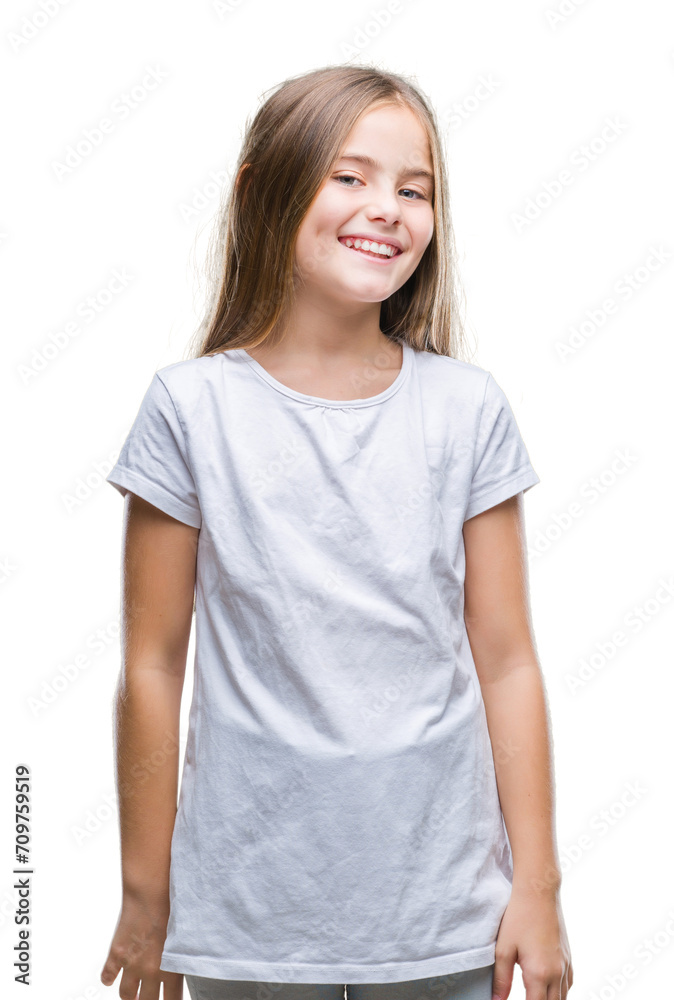 Young beautiful girl over isolated background smiling looking side and staring away thinking.