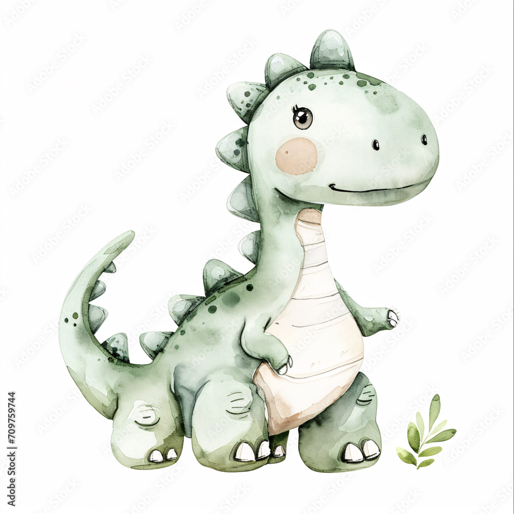 Naklejka premium Euoplocephalus Dinosaur Cartoon Character Watercolor Handmade Style Illustration Clipart