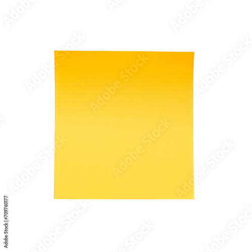 Isolated shot of blank yellow sticky note. Isolated on transparent background, PNG