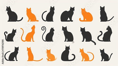 Set Minimalist Logo Cats