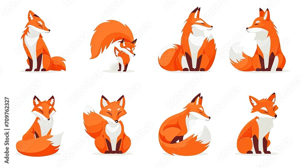 Set Minimalist Logo Fox