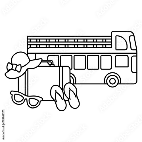 City Centre Sightseeing Concept open top Tour Bus with Hat Vector Design, Wandering and LeisureSymbol, Touring and Pleasure Sign, Odyssey and Escapade Stock illustration, 
