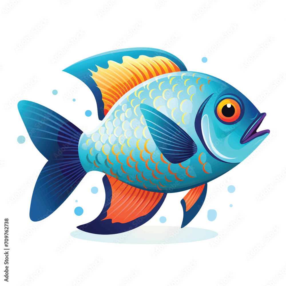 Naklejka premium Tropical Fish Painting for Living Room Wall