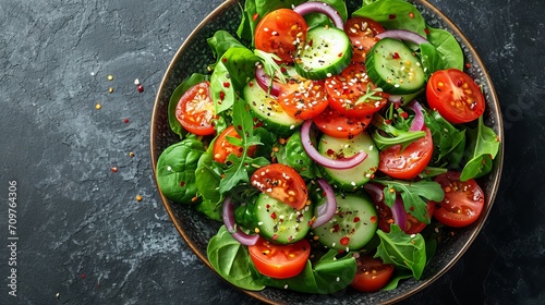 Healthy vegetable salad with fresh tomato