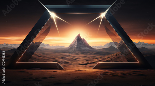 abstract futuristic landscape panoramic background 3d render.