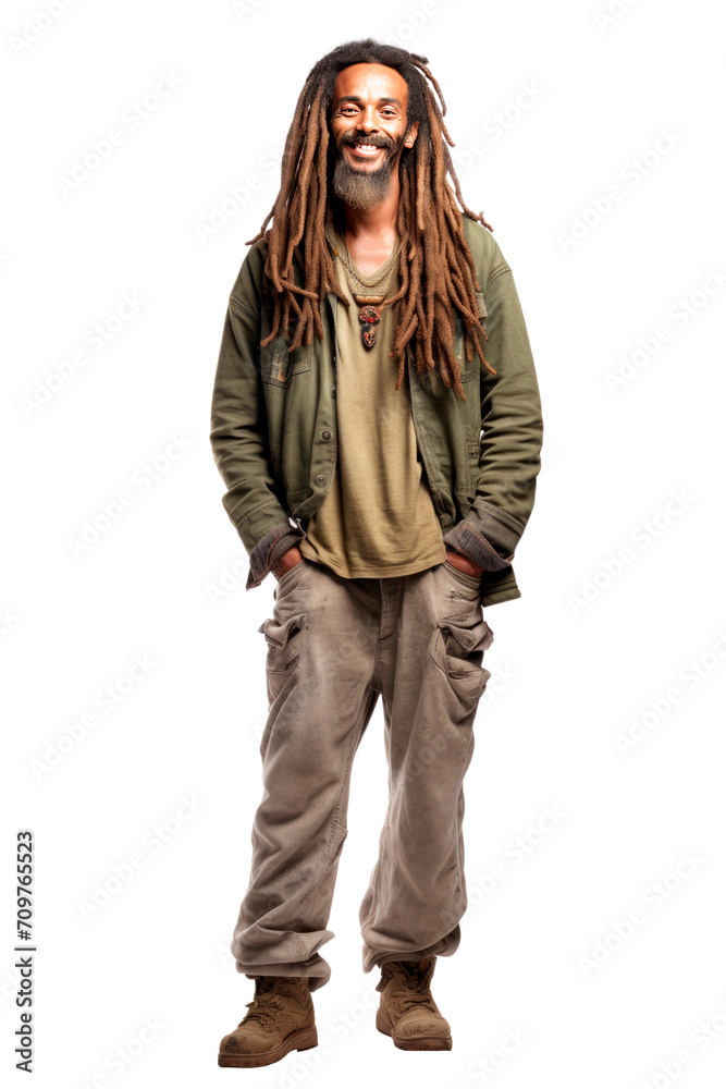 full length Portrait of man with dreadlocks in studio. Photo Isolated on transparent background, PNG full length Portrait of man with dreadlocks in studio. Photo Isolated on transparent background, PNG